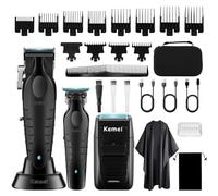 KEMEI Hair Clippers for Men Professional, Cordless Barber Clipper and T-Blade Beard/Hair Trimmer Set, Electric Razor Foil Shaver Barber Set, Men's Hair Cutting Kit