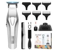 KEMEI KM-3023-702 Professional Hair Clipper for Men, Zero Gapped Cordless Beard Trimmer, Barber Fade Clippers, 9000 RPM Motor, DLC Blade, Charging Dock and LED Display, Gift for Men