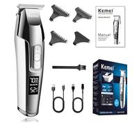 KEMEI Men's LCD Display Bald Hair Clipper Professional Beard Hair Trimmer Tools Cordless Electric Haircut Machine Rechargeable