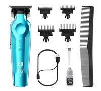 KEMEI PRO Hair Trimmer for Men, Zero Gapped Cordless Hair Clippers for Barber with T Blade, Rechargeable Barber Clippers with LED Display, Blue