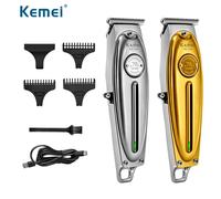 Kemei Professional Hair Clipper All Metal Men Electric Cordless Hair Trimmer 0mm Baldheaded T Blade Finish Haircut Machine 1949 KM-1949Gold