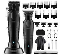 KEMEI Professional Hair Clipper for Men, Cordless Electric Barber Clipper Zero Gapped T-Blade Hair/Beard Trimmer Set, Rechargeable Hair Cutting Kit, KM-2296, KM-2299