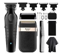 KEMEI Professional Hair Clippers and Foil Shavers Set, Electric Hair Clippers for Men, Cordless Men's Electric Shavers Razor, T-Blade Zero Gapped Hair/Beard Precision Trimmer, USB Rechargeable