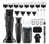 KEMEI Professional Hair Clippers for Men, Cordless Complete Barber Clipper T-Blade Trimmer Foil Shaver Set, Electric Hair Cutting Full Kit with 11 Guide Comes, USB Fast Rechargeable