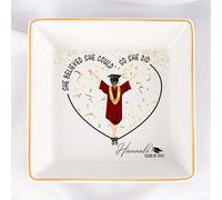 KEMEILA 1.Personalized Jewelry Dish, She Believed She Could So She Did, Graduation Gifts for Her 2024, Inspirational Graduation Gift, High School Graduate Gifts for Best Friend or Daughter