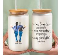 KEMEILA Custom 16oz/20oz Glass Can, Personalized Glass Cups with Lids and Straws, Christmas Mothers Day Gifts for Women, Birthday Gifts for Besties, Sisters BFF