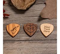 KEMEILA Personalized Custom Wooden Guitar Pick, Engraved Text & Logo, Maple, Olive, Walnut, Brown, 1.1 x 0.9 inches, Medium Thickness, 0.8mm, Gift for Dad, Son, Brother, Boyfriend, Birthday, Christmas