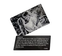 KEMEILA Personalized Engraved Wallet Insert Card, Custom Metal Photo Card for Man Women, Anniversary Wallet Card for Him, Birthday Gift Father’s Day Gift Mother’s Day Gift