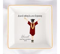 KEMEILA Personalized Jewelry Dish, A Sweet Ending To A New Beginning, Graduation Gifts for Her 2024, Inspirational Graduation Gift, High School Graduate Gifts for Best Friend or Daughter