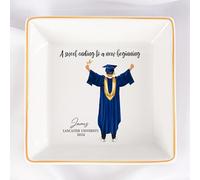 KEMEILA Personalized Jewelry Dish, A Sweet Ending To A New Beginning, Graduation Gifts for Him2024, Inspirational Graduation Gift, High School Graduate Gifts for Best Friend or Son