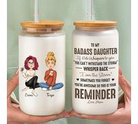 KEMEILA Personalized Photo Clear Glass Can - to My Daughter Whisper Back I Am The Storm - Mothers Day Gifts for Daughter from Mom - Daughter Valentines Day Gifts - Daughter Drinking Cup (Daughter 05)