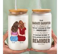 KEMEILA Personalized Photo Clear Glass Can - to My Daughter Whisper Back I Am The Storm - Mothers Day Gifts for Daughter from Mom - Daughter Valentines Day Gifts - Daughter Drinking Cup (Daughter 06)