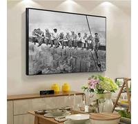 KEMEIQI 1932 Having Lunch Atop A Skyscraper New York Construction Workers Art Poster Canvas Painting Wall Print Picture Home Decor 60x90cm Frameless