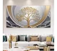 KEMEIQI Abstract Art Posters A Tree Is Shown In A Silver And Gold Leaf, Wall arts Decor, Living Room, Bedroom, Home Office Decor(80x120cm)