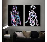 KEMEIQI Abstract Minimalist Print Nordic Women Line Wall Art Canvas Painting Female Nude Figure Posters Body Room Decor Picture 40x80cmx2 Frameless