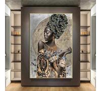 KEMEIQI African Black Woman Abstract Art Posters And Prints National Style Women Canvas Paintings Pictures for Living Room Wall Decor 20x40cm Frameless