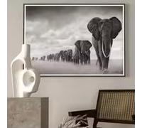 KEMEIQI Black African Elephants Wild Animals Canvas Painting Scandinavians and Prints Wall Art Pictures For Living Room Home Decor(30x50cm)