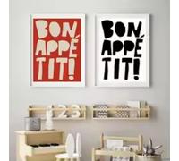 KEMEIQI Bon Appetit Nordic French Quote Posters and Prints Modern Kitchen Wall Art Canvas Painting Picture for Home Bar Room Decoration 30x50cmx2 Frameless