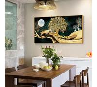KEMEIQI Cheap printing Wall Art Canvas Painting Abstract Golden Money Tree Elk Full Moon Poster and Prints Home Decor Pictures(80x120cm)