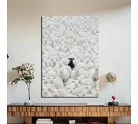 KEMEIQI Cheap prints Black Sheep Among White Lambs Canvas Painting Modern Animal Portrait Poster And Print Nursery Wall Art Decor 50x100cm Frameless