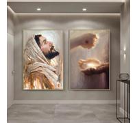 KEMEIQI Christ Jesus Holy Light Leader Canvas Poster Prints, Nordic Canvas Wall Art Pictures For Living Room Home Decoration 40x60cmx2 Frameless