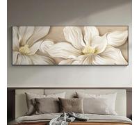 KEMEIQI Clásico Vintage Arte Pared Crema Estilo Premium Floral HD Lienzo Impreso Póster Casa Sofá Fondo Dormitorio Pintura Decor(65x130cm/Frameless)