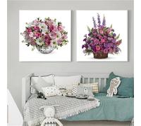 KEMEIQI Classic Vintage Wall Art, Roses, Peonies, Lilies, Bouquets, HD Canvas Printed Posters, Living Room Bedroom Decoration(30x30x2cm/Frameless)