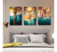 KEMEIQI Don't be Afraid, Just have the Faith Jesus Canvas Prints, The Hand of God Christian Canvas Wall Art for Living Home Decor 30x50cmx3 Frameless