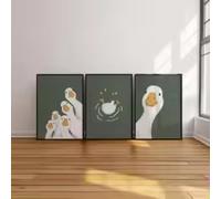 KEMEIQI Funny Cute Duck Animal Bathroom Playful Dark Nursery Art Poster Canvas Painting Wall Prints Picture for Living Room Decor 70x100cmx3 Frameless
