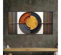 KEMEIQI Golden and Black Abstract Wall Art Poster for Bedroom Decor Blue Round Shape Canvas Painting Living Room Office Room Decor 30x60cm Frameless