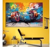 KEMEIQI Graffiti Barbell Canvas Painting Print Sport Motivational Wall Art Fitness Gym Decor Bodybuilding Poster Weightlifter 80x120cm Frameless