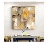 KEMEIQI HD Print Yellow Gray Abstract Oil painting on Canvas Scandinavian Art Poster Wall Picture for Living Room Sofa Home Decor 70x70cm Frameless