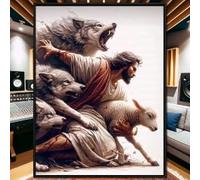 KEMEIQI Holy Religious Belief God Jesus and Holy Spirit Posters Print Sacred Heart Jesus Shepherd Canvas Painting Home Decor(30x50cm)