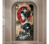 KEMEIQI Japanese Geisha Painting Abstract Woman Canvas Wall Art Vintage Girl Anime Poster Prints for Bedroom Living Room Decor(65x130cm/Frameless)