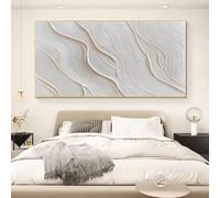 KEMEIQI Large Abstract White Wave Canvas Wall arts Prints- Modern Minimalist Line Art Style, Cream Tone, 2D Flat Wall Decor(60x90cm)
