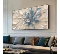 KEMEIQI Large Canvas Painting Blue White Blooming Flowers Nordic Minimalism Canvas Poster Living Room Modern Art Home Decor(70x110cm)