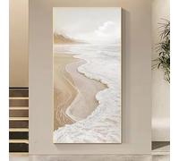 KEMEIQI Large Size Abstract White Wave Canvas Wall arts Prints, Modern White Waves Minimalist Style, Canvas Wall Art Decoration(65x130cm/Frameless)