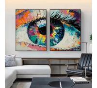 KEMEIQI Modern Abstract Graffiti Art Color Eyes Canvas Painting Posters and Prints Wall Art Pictures for Living Bedroom Home Decor 80x120cmx2 Frameless