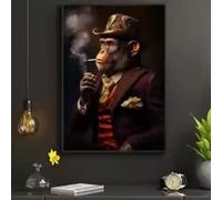 KEMEIQI Modern Gangster Monkey Canvas Printing Abstract Monkey Canvas Poster Printing Animal Wall Decor for Living Room Home Decor 50x100cm Frameless