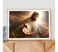 KEMEIQI Modern Jesus Religious Canvas Art Printing - Abstract Poster Printing, for Living Room, Bedroom, Office, Cafe, Home Decor 40x60cm Frameless
