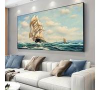 KEMEIQI Modern Nautical Sailing Ship Canvas Art - Vibrant Sea Voyage Poster for Living Room & Bedroom Decor,Coastal Home Decor(30x60cm/Frameless)