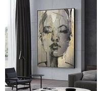 KEMEIQI Modern Simple Wall Art Abstract Human Face Faces Gray HD Canvas Painting Poster Prints Home Bedroom Living Room Decoration(30x50cm)