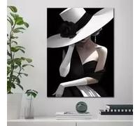 KEMEIQI Modern Simple Wall Art Elegant Woman Black and White Mural HD Canvas Printed Poster Home Living Room Bedroom Decoration(20x30cm)