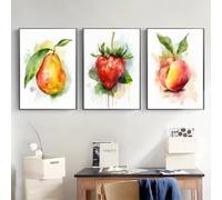 KEMEIQI Modern Watercolor Art with Colorful Fruit Illustrations Posters Prints Canvas Painting Wall Art Picture Living Room Decor(50x70cmx3/Frameless)
