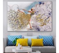 KEMEIQI Persian Calligraphy Golden Ballet Dancer Poster Dance Is My Desire Canvas Painting Wall Pictures Rumi Quotes Prints Decor 30x50cm Frameless