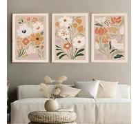 KEMEIQI Retro Abstract Flowers Leaves Plant Poster Flower Market Canvas Painting Nordic Modern Living Room Wall Decor Pictures(60 * 90x3cm/Frameless)