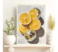 KEMEIQI Retro Disco Lemon Art Print Wall, Artistic Creative Fruit-themed Decor, Lemon Kitchen Decoration The Living Room Bedroom(70x100cm)