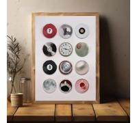 KEMEIQI Trendy Retro Disco Wall Art Vintage Lucky 8 Ball Poster, Funky Music Record Wall Decor Unique 7 Ball Canvas Prints Decor 80x120cm Frameless