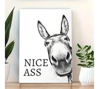 KEMEIQI Vintage Wall Art Classic Funny Animal Donkey Painting HD Canvas Print Poster for Home Bathroom Toilet Bedroom Decoration(40x60cm)