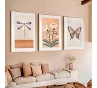 KEMEIQI Watercolor Flowers Butterfly Bird Boho Nordic Posters and Prints Nursery Wall Art Painting Pictures Baby Kids Room Decor(70x100cmx3/Frameless)
